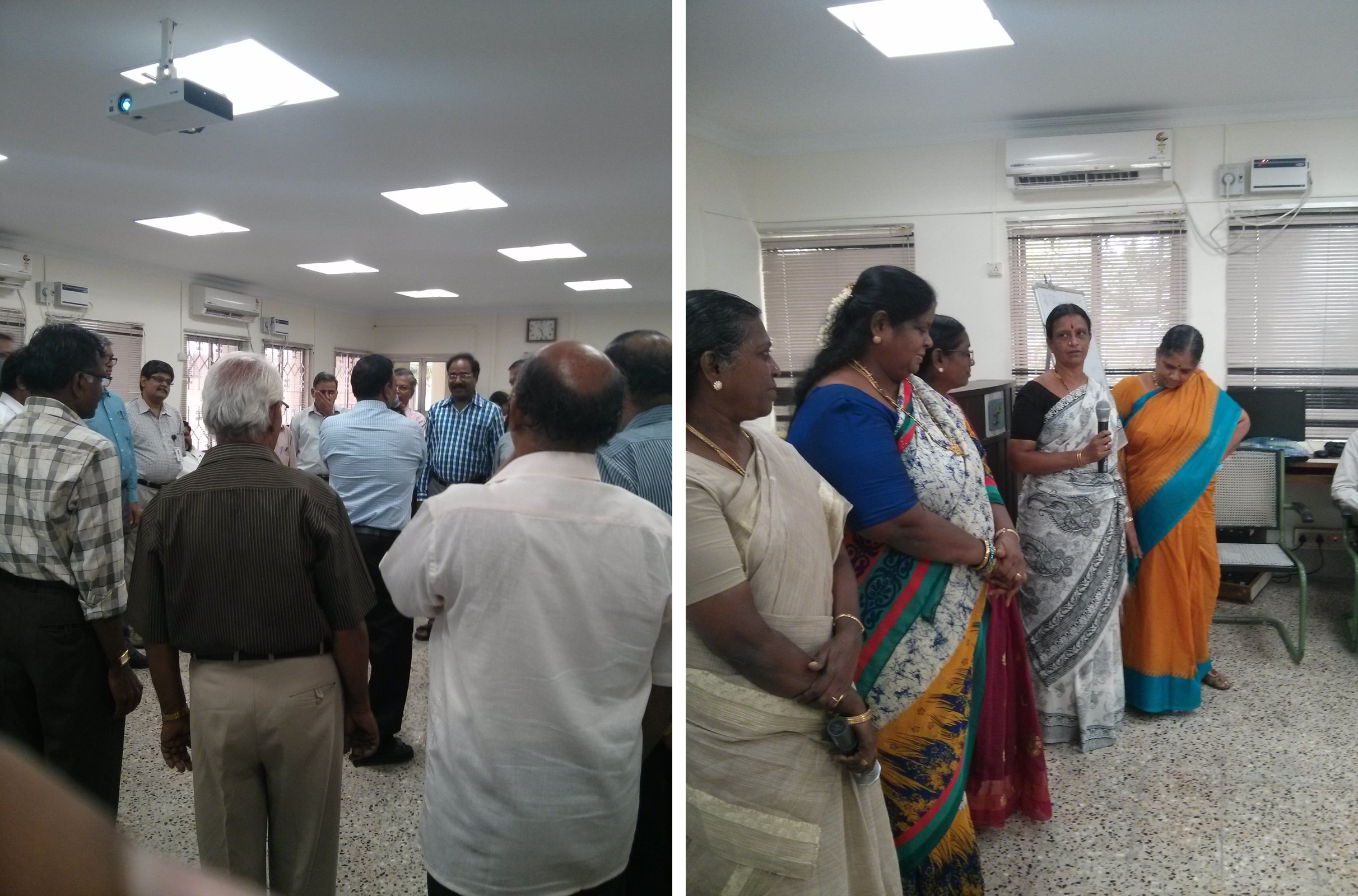 Krishna Suresh coaching Bank Managers on Stress Mitigation
